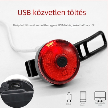 HAWEIWIND USB-töltő hátsó lámpa kerékpárhoz, rögzítéshez pánttal, MTB-hez, kültéri éjszakai tekeréshez