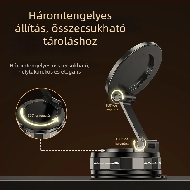 Autóba szerelhető mobiltartó vákuumos rögzítéssel és vezeték nélküli töltéssel – 20W, kompatibilis az első üveggel