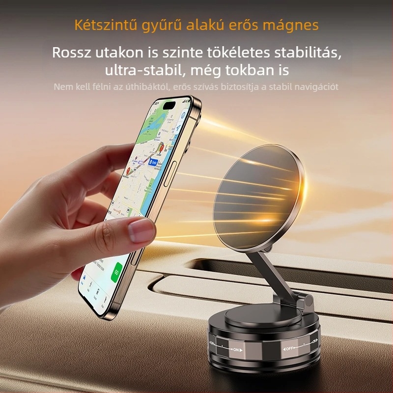 Autóba szerelhető mobiltartó vákuumos rögzítéssel és vezeték nélküli töltéssel – 20W, kompatibilis az első üveggel