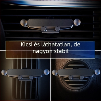 Gravitációs autós telefontartó - ötvözetből, szellőzőn történő rögzítéshez, testreszabható