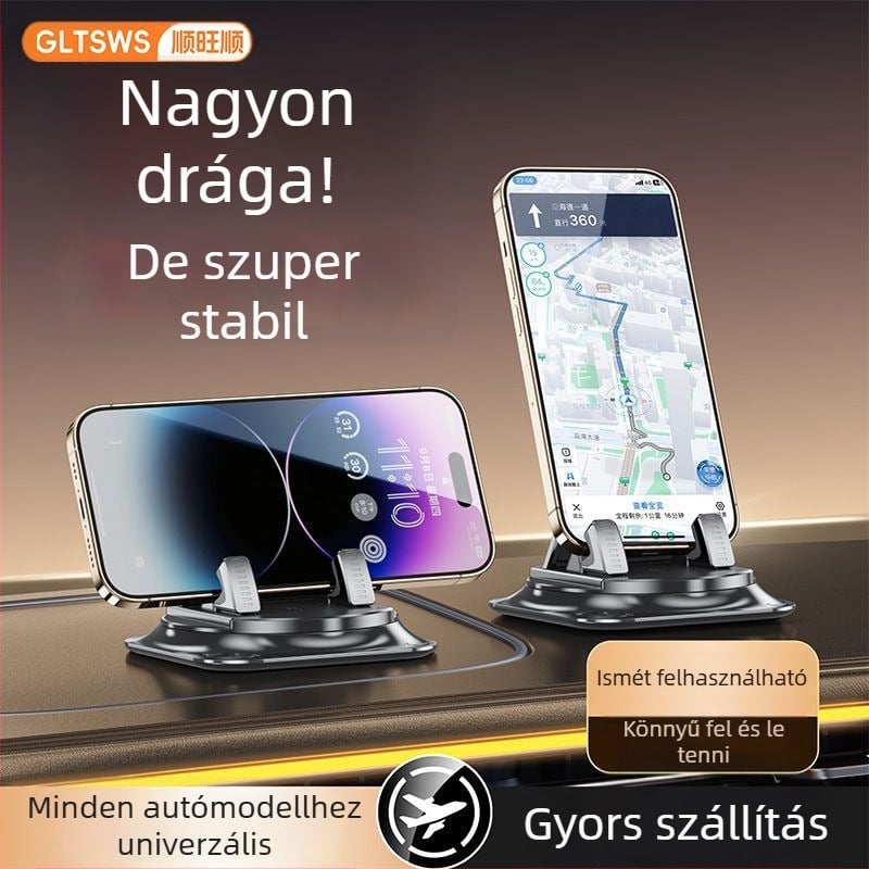 Autótelefon-tartó - ABS anyagból, vákuumos rögzítés a műszerfalon, modell Z01, márka Smooth and prosperous, nem áramellátott