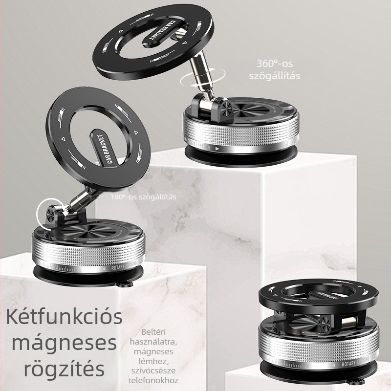 Ke hao autótelefon-tartó vákuumos rögzítéssel, 360°-os forgás, USB töltőport, univerzális kompatibilitás