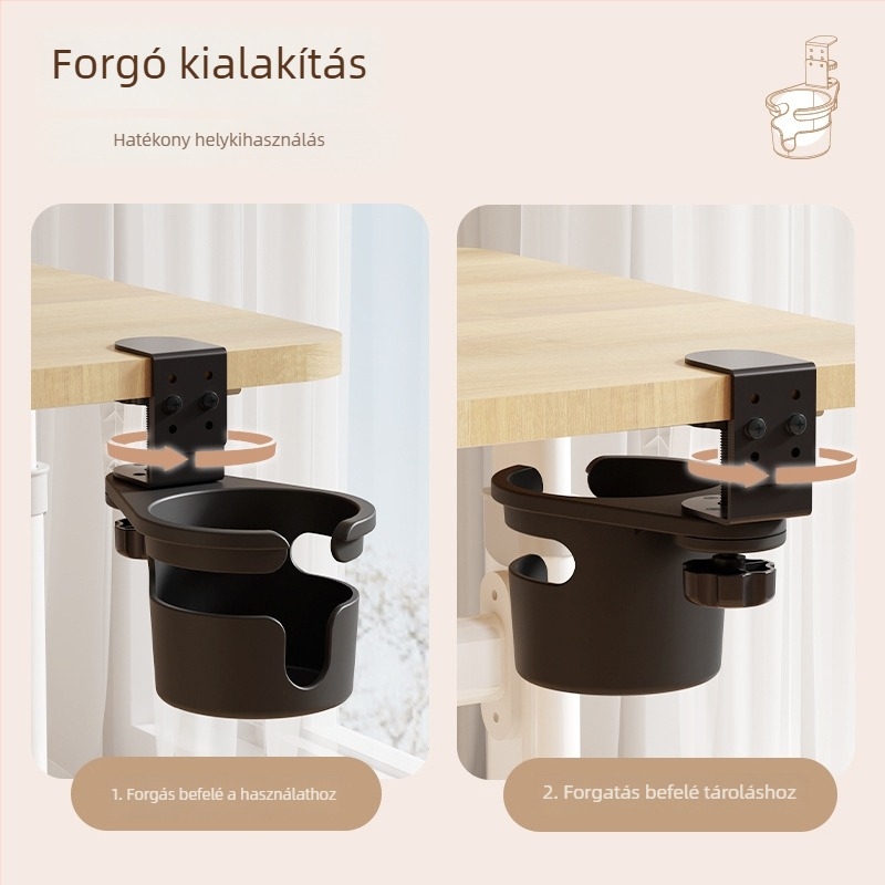 Forgatható asztali pohártartó, ABS+fém, modern minimalista stílus, asztali felszerelés, egyszintes tárolás