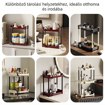 Asztali pohártartó állvány, kétszintes, beépített lefolyóval, műanyagból