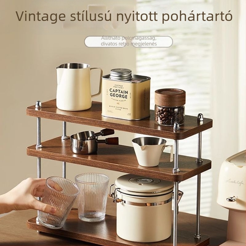 Vasból készült 3-szintes asztali tároló, modern minimalist stílus, forgatható és állítható polcok, nedvességálló, fúrás nélküli telepítés