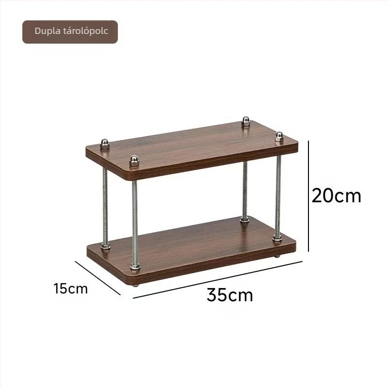 Vasból készült 3-szintes asztali tároló, modern minimalist stílus, forgatható és állítható polcok, nedvességálló, fúrás nélküli telepítés