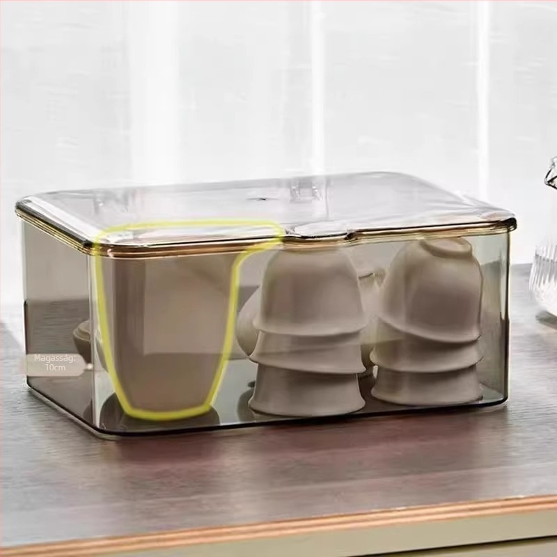 Tea készlet tároló doboz – akril, átlátszó, porálló, 18 L kapacitás
