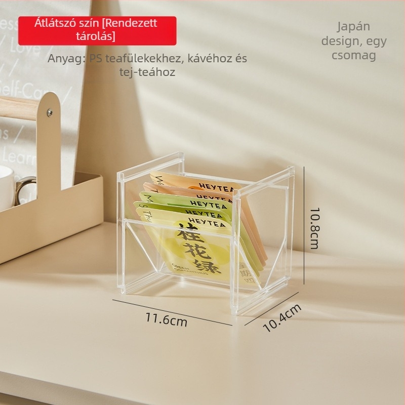 Íróasztali tároló doboz – átlátszó, rakható kivitel, PS anyag, modern minimalist stílus