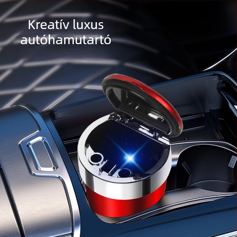 Autóba szerelhető hamutartó LED környezeti világítással, BY-1261, műanyag, öntés, 145 g