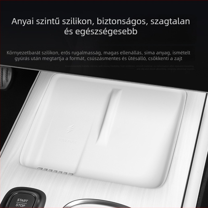 Szilikon vezeték nélküli töltőpad, vízálló és csúszásmentes, Xiaomi SU7 központi konzoléhez (24 modellhez kompatibilis)