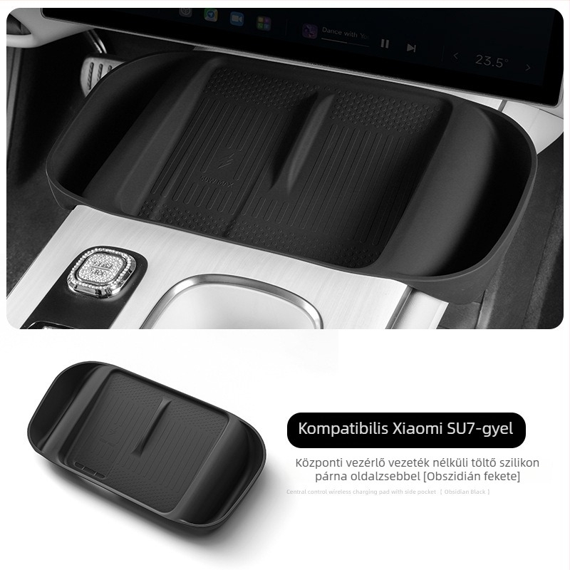 Szilikon vezeték nélküli töltőpad, vízálló és csúszásmentes, Xiaomi SU7 központi konzoléhez (24 modellhez kompatibilis)