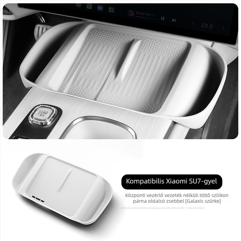 Szilikon vezeték nélküli töltőpad, vízálló és csúszásmentes, Xiaomi SU7 központi konzoléhez (24 modellhez kompatibilis)