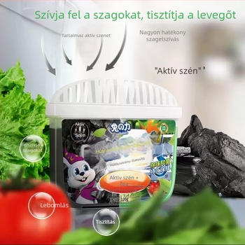 Hűtőszekrény dezodorant aktív szénnel, 120 g, 48-dobozos csomag, zöld tea polifenol illat; fő összetevők: növényi kivonatok, felületaktív anyagok, zselésítő adalékok, tea polifenolok; eltávolítja a szagokat és frissen tartja a hűtőt.