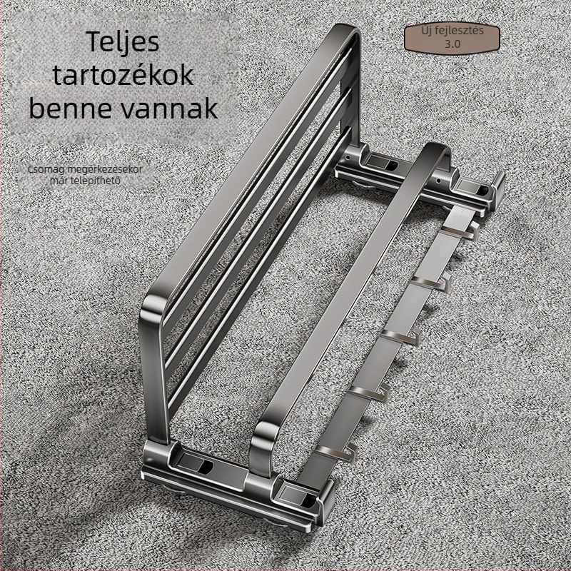 Szívókorongos törölközőtartó integrált akasztóval, fúrás nélkül, két rétegű, levehető, 10 kg teher