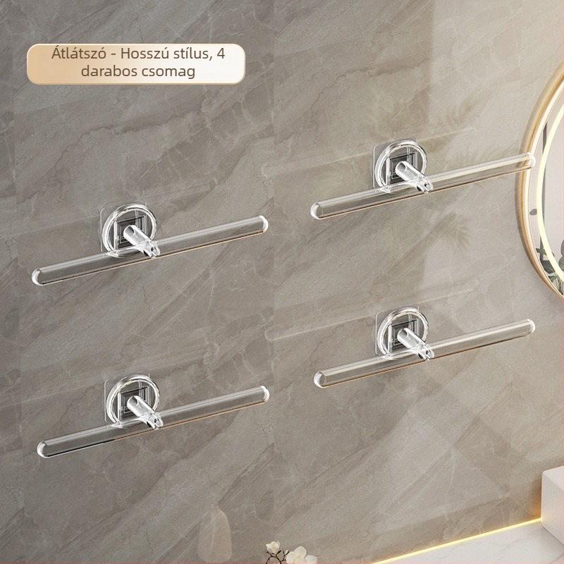 Törölközőtartó - Falra szerelhető tárolóegység L-alakú kampóval, műanyag, fényes felület, 5 kg teherbírás