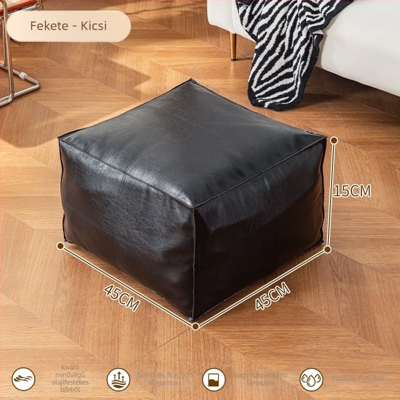 Bőr tároló ülőke, többfunkciós, 50 L kapacitás, 100 kg teherbírás, téglalap alakú