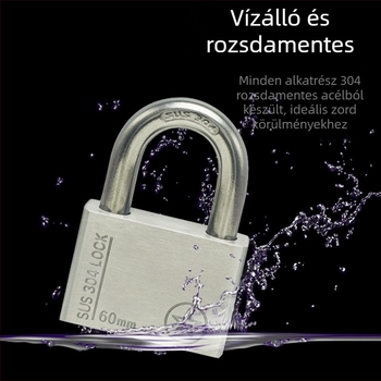 304 rozsdamentes acél lakat, lopás elleni, vízálló, egyenes nyitású, Sbe modell, modern minimalista design
