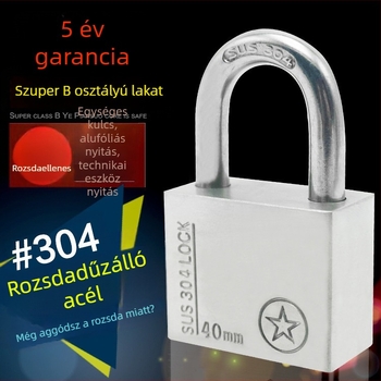 304 rozsdamentes acél lakat, lopás elleni, vízálló, egyenes nyitású, Sbe modell, modern minimalista design