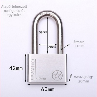 304 rozsdamentes acél lakat, lopás elleni, vízálló, egyenes nyitású, Sbe modell, modern minimalista design