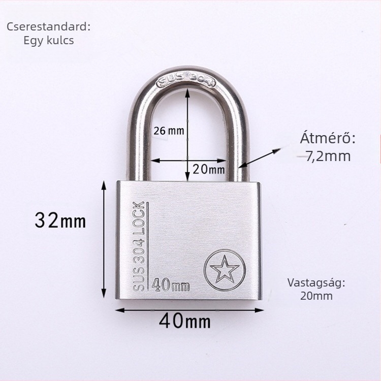 304 rozsdamentes acél lakat, lopás elleni, vízálló, egyenes nyitású, Sbe modell, modern minimalista design