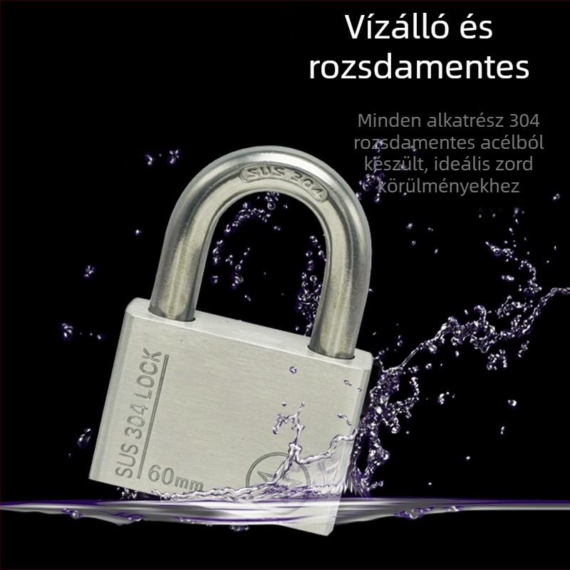 304 rozsdamentes acél lakat, lopás elleni, vízálló, egyenes nyitású, Sbe modell, modern minimalista design