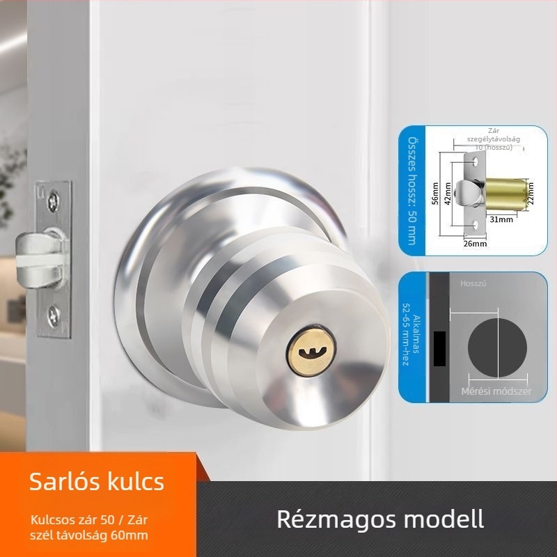 Ball lock belső ajtózár, multifunkcionális, vasból, modell 5831, modern stílus