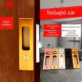 Asabi 9026 csúszóajtó zár, cinkötvözetből készült, beépített fogantyúval, rejtett mechanizmus, fa ajtókhoz, ideális erkély- és konyhai ajtókhoz, modern minimalist stílus
