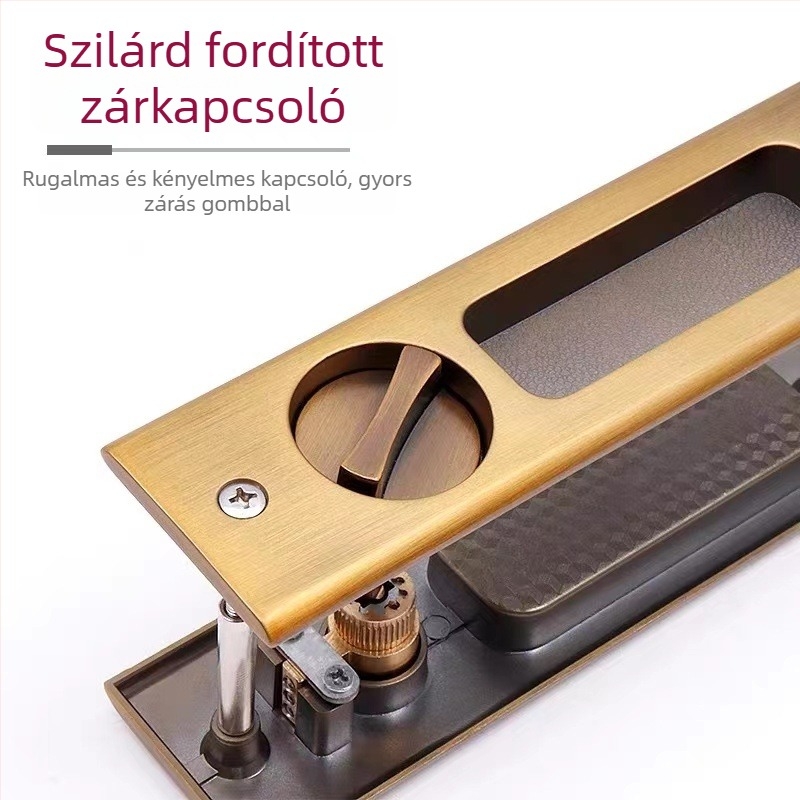 Asabi 9026 csúszóajtó zár, cinkötvözetből készült, beépített fogantyúval, rejtett mechanizmus, fa ajtókhoz, ideális erkély- és konyhai ajtókhoz, modern minimalist stílus