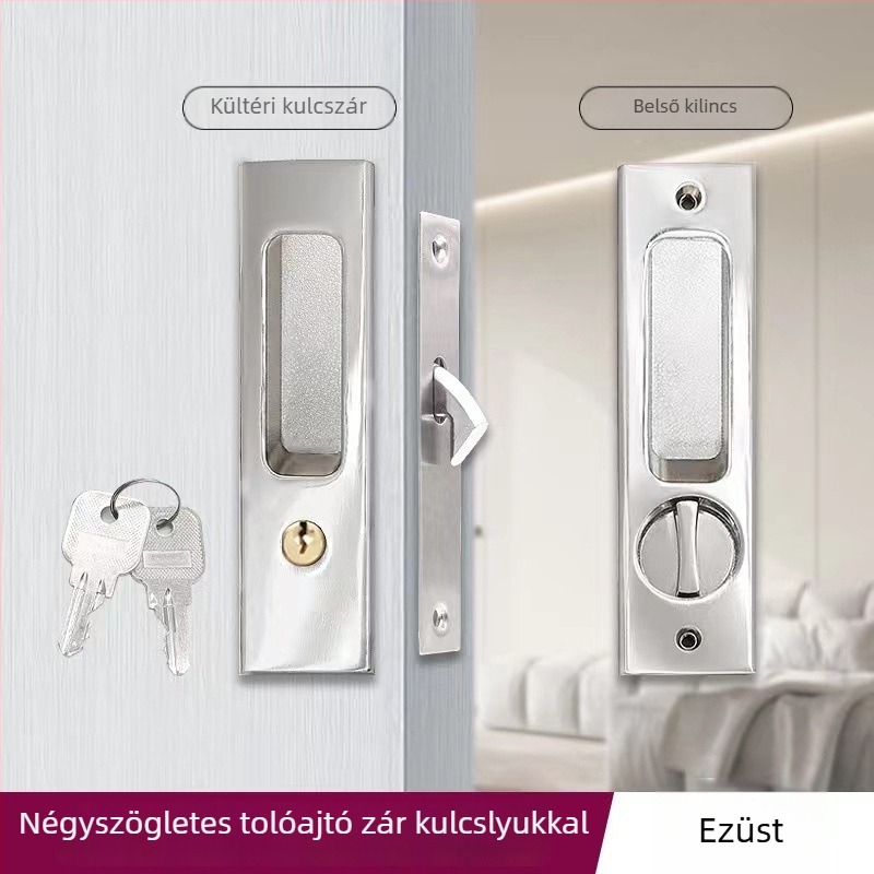 Asabi 9026 csúszóajtó zár, cinkötvözetből készült, beépített fogantyúval, rejtett mechanizmus, fa ajtókhoz, ideális erkély- és konyhai ajtókhoz, modern minimalist stílus