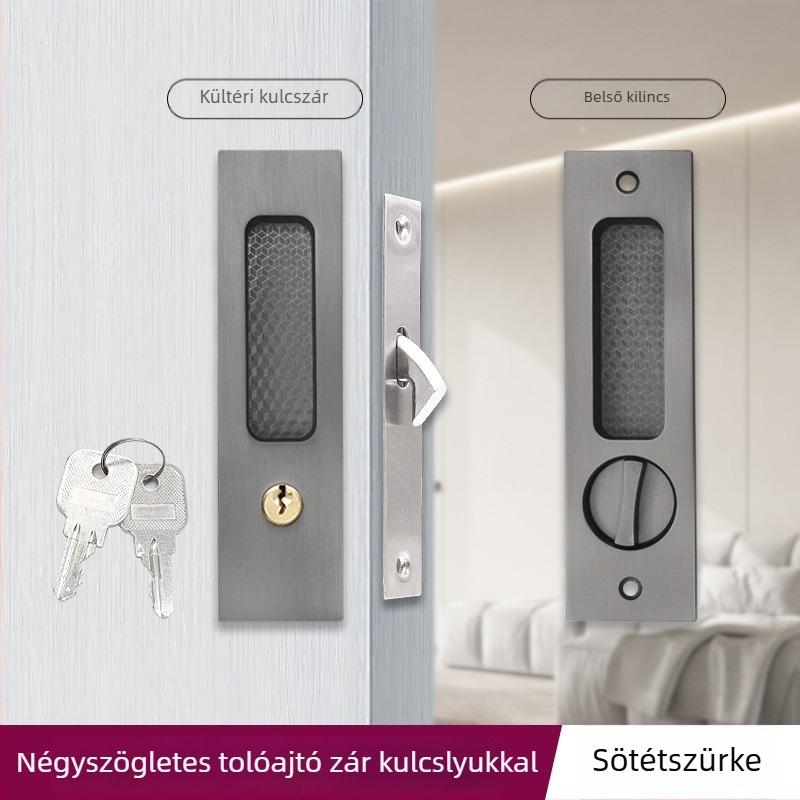 Asabi 9026 csúszóajtó zár, cinkötvözetből készült, beépített fogantyúval, rejtett mechanizmus, fa ajtókhoz, ideális erkély- és konyhai ajtókhoz, modern minimalist stílus