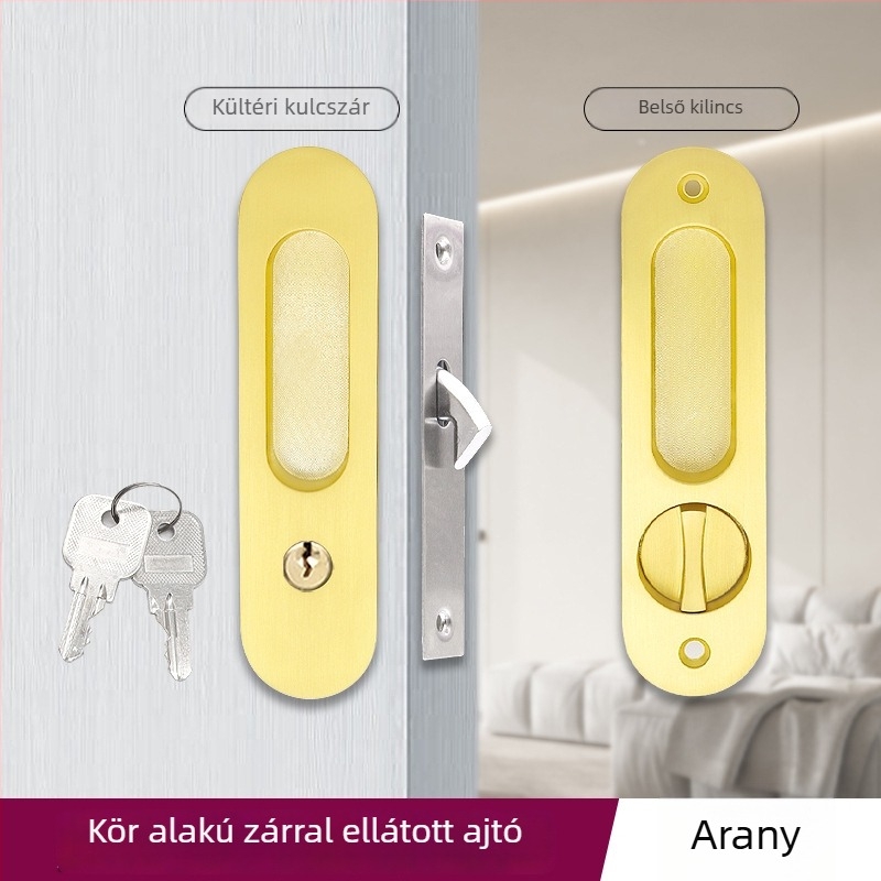 Asabi 9026 csúszóajtó zár, cinkötvözetből készült, beépített fogantyúval, rejtett mechanizmus, fa ajtókhoz, ideális erkély- és konyhai ajtókhoz, modern minimalist stílus