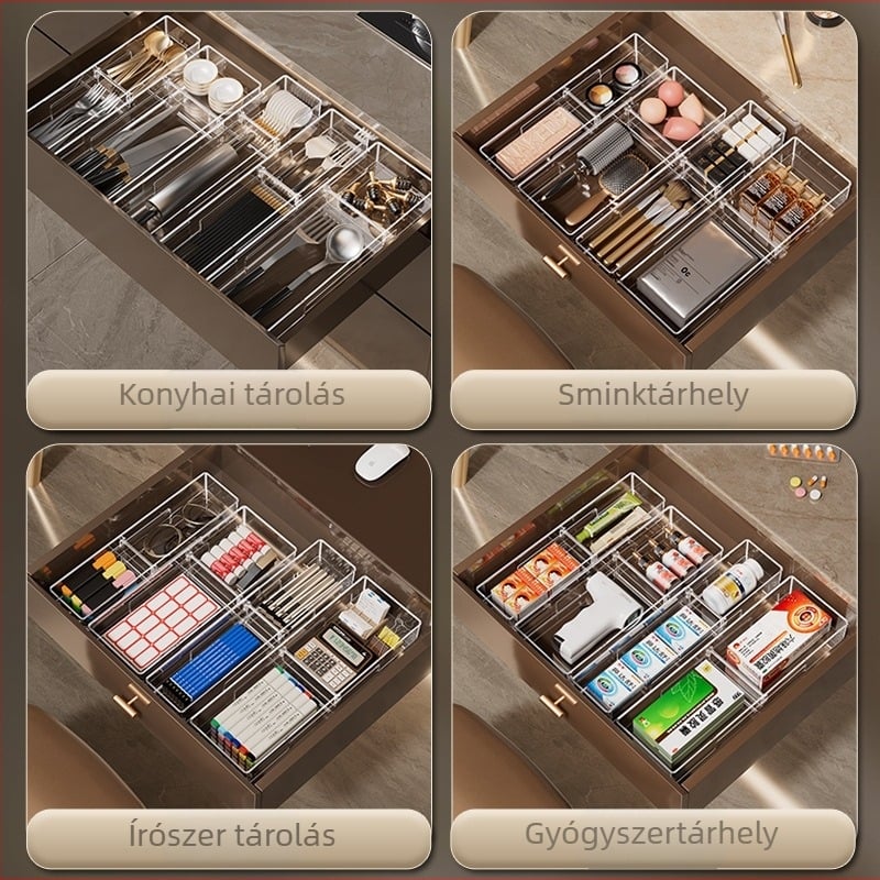 Fiók rendeződoboz átlátszó PET anyaggal, egyszerű és modern stílus, padlón álló, egyszintes, testre szabható