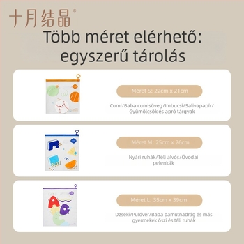 October Crystal Baba pelenka-tároló táskák cipzáras zárással és pull-tab megoldással, PE anyag, 10 darab