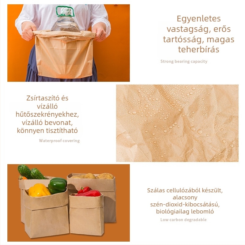 Kuboid alakú Kraft papírtáska, zárható, vastagított, kenyér és toast csomagolásához, konyhai és asztali tárolásra.