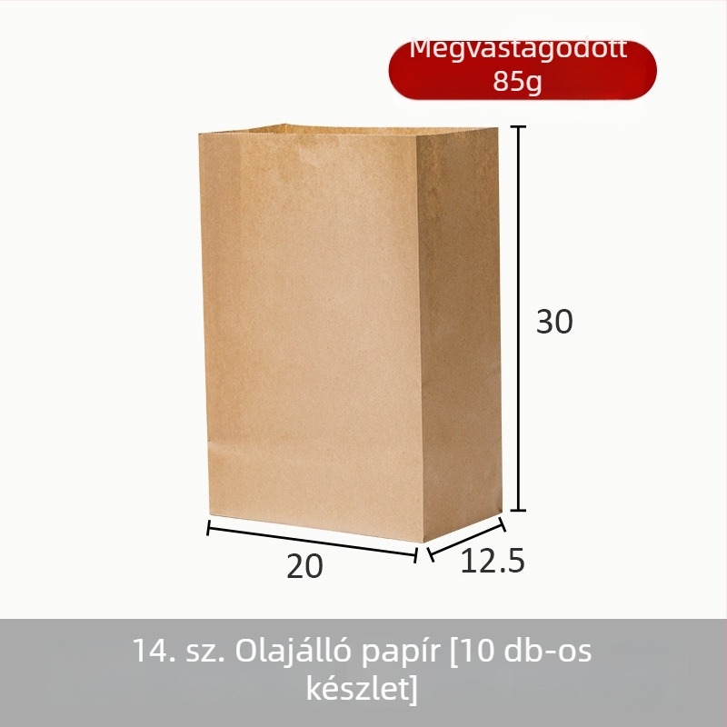 Kuboid alakú Kraft papírtáska, zárható, vastagított, kenyér és toast csomagolásához, konyhai és asztali tárolásra.