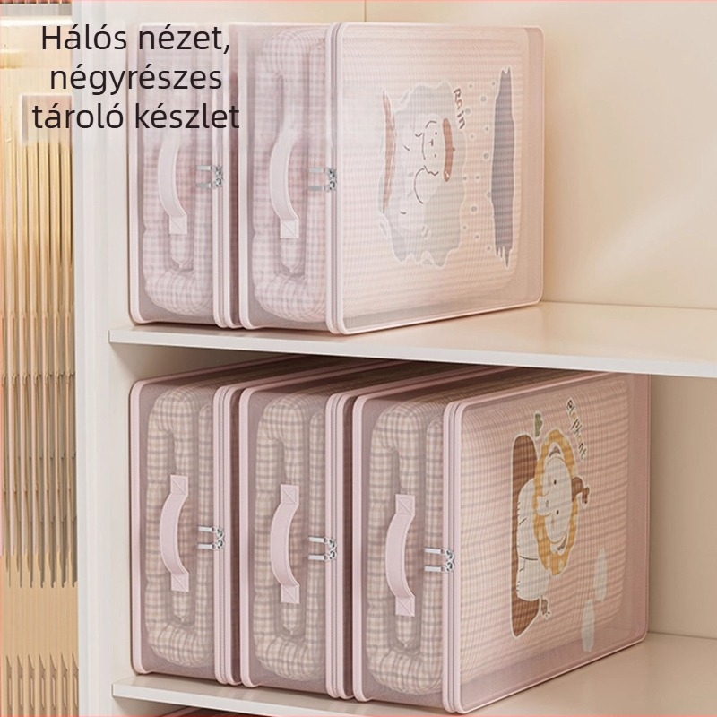 Paplan tároló táska, kocka alakú hálóanyagból, többfunkciós hálószobai szervező, modern minimalist stílus