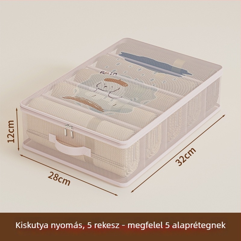 Paplan tároló táska, kocka alakú hálóanyagból, többfunkciós hálószobai szervező, modern minimalist stílus