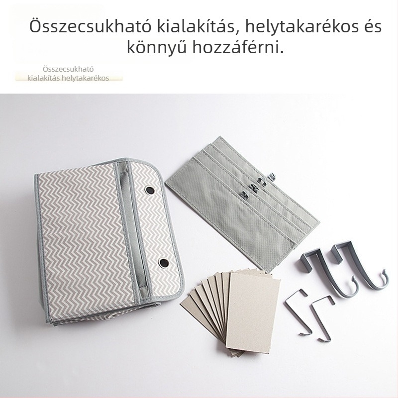 Ajtóhoz akasztható tároló, több rétegű nem szőtt anyagból, négy rekesz, garderób és hálószoba tárolásra, többfunkciós