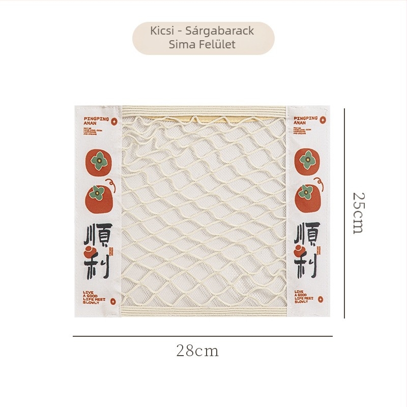 Konyhai falra szerelhető hálós tároló táska Velcro rögzítéssel, poliészter, modell Y, többfunkciós