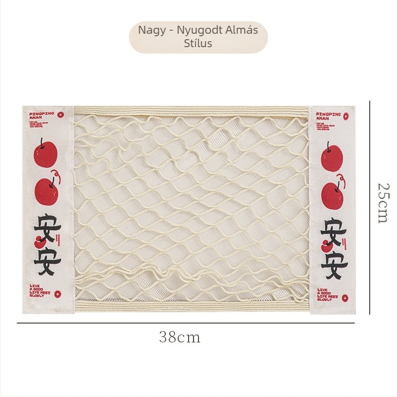 Konyhai falra szerelhető hálós tároló táska Velcro rögzítéssel, poliészter, modell Y, többfunkciós