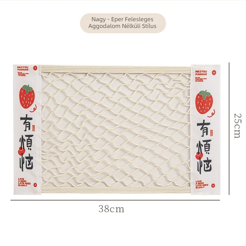 Konyhai falra szerelhető hálós tároló táska Velcro rögzítéssel, poliészter, modell Y, többfunkciós