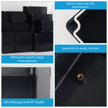 Kültéri vízálló ABS műanyag kapcsolódoboz, V0 tűzálló ház