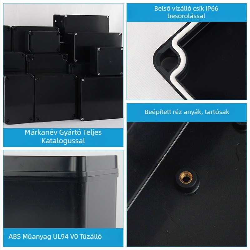 Kültéri vízálló ABS műanyag kapcsolódoboz, V0 tűzálló ház