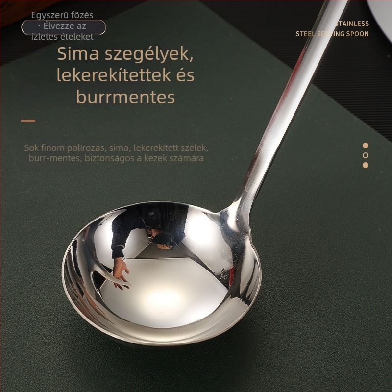 Rozsdamentes acélból készült leveses kanál és szűrő készlet – vastag falú kialakítás, nagy hőmérséklet-ellenállás, rozsdamentes acél nyél és kanál, logó nyomtatás, testreszabás