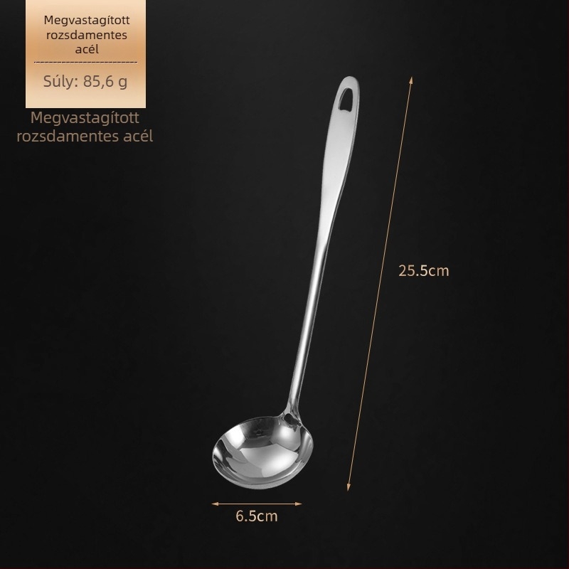 Rozsdamentes acélból készült leveses kanál és szűrő készlet – vastag falú kialakítás, nagy hőmérséklet-ellenállás, rozsdamentes acél nyél és kanál, logó nyomtatás, testreszabás