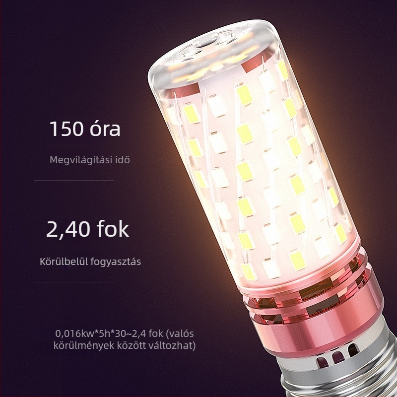 LED kukoricaizzó, E27/E14 talp, 220V, 1000 lm, 3000K, 360° fénycsóva