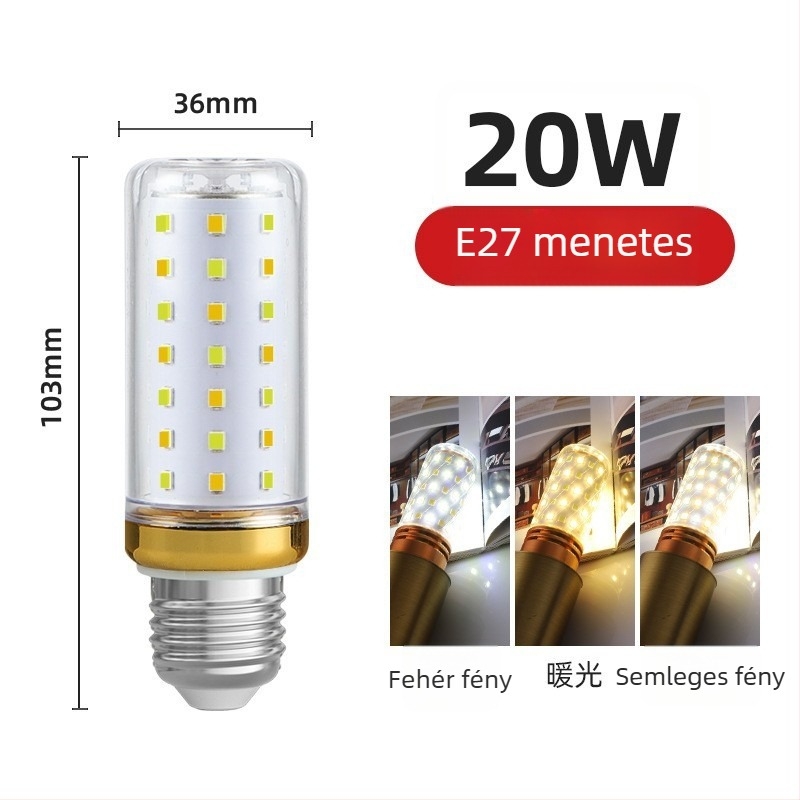 LED kukoricaizzó, E27/E14 talp, 220V, 1000 lm, 3000K, 360° fénycsóva
