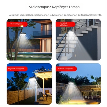 Napelemes kültéri LED lámpa mozgásérzékelővel kerthez és kerítéshez — IP65, 3,6V, 6–12 óra működés