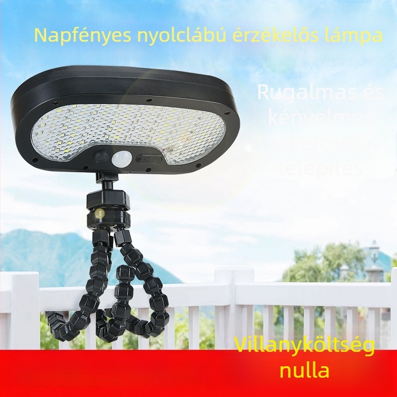 Napelemes kültéri LED lámpa mozgásérzékelővel kerthez és kerítéshez — IP65, 3,6V, 6–12 óra működés