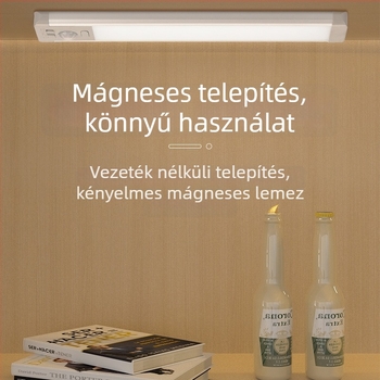 Szenzoros éjszakai lámpa szekrényhez — vezeték nélküli, hosszú öntapadós szalag, beépített akkumulátor, három színhőmérséklet, 16 színváltozat